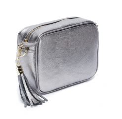 Alternative view of Elie Beaumont crossbody bag in dark silver leather NEW