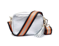 Elie Beaumont crossbody bag in light silver leather NEW
