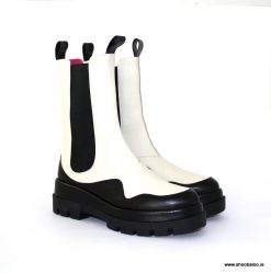 Le Babe black and white leather boot