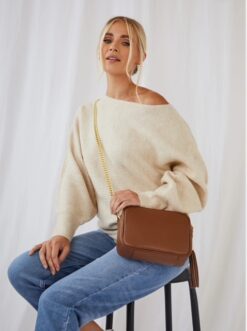 Alternative view of Elie Beaumont crossbody bag in tan leather NEW