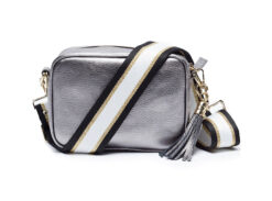 Elie Beaumont crossbody bag in dark silver leather NEW