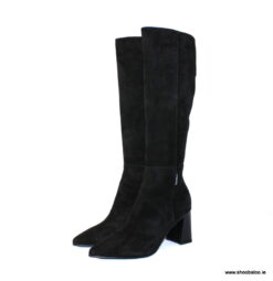 Marco Moreo full length black suede boot with heel