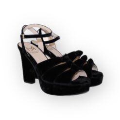 Marian platform sandal in black velvet SPECIAL OFFER