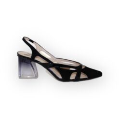 Alternative view of Marian black suede slingback with Perspex heel