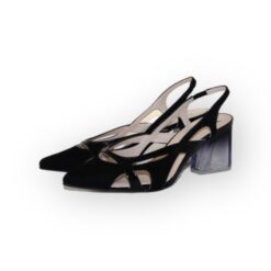 Marian black suede slingback with Perspex heel