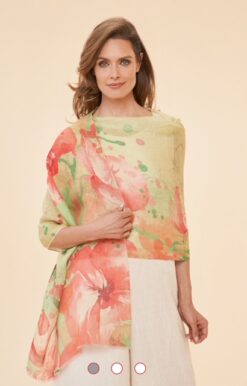 powder 100% linen delicate tropical scarf dark rose new