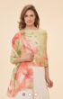 powder 100% linen delicate tropical scarf dark rose new