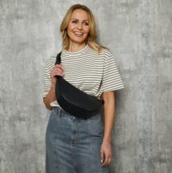 elie beaumont hobo bag in black leather new