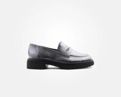 paul green chunky loafer in dark silver new