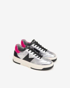 nero giardini silver sneaker with pink trim new
