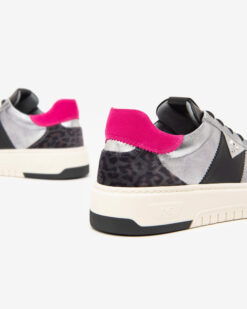 nero giardini silver sneaker with pink trim new