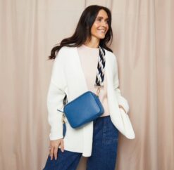 elie beaumont crossbody bag in cream leather new