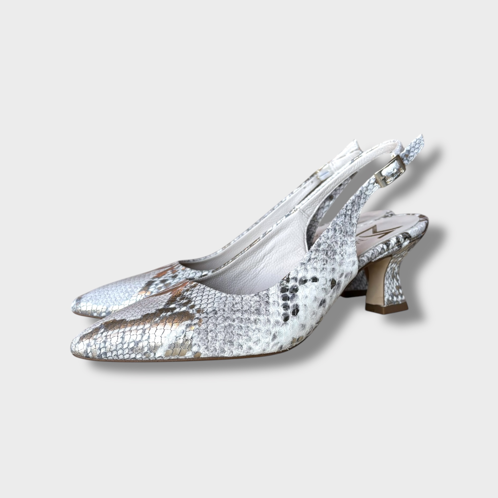 marian platino snakeprint slingback new