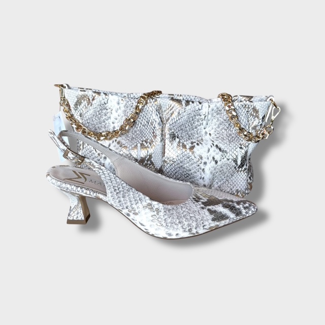 marian platino snakeprint slingback new