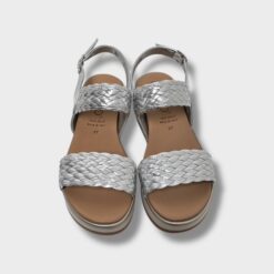 la repo silver woven leather sandal new