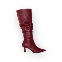 marian burgundy leather boot with ruching new