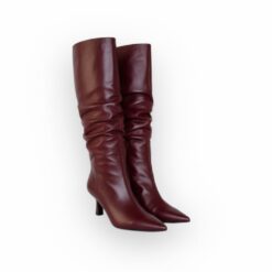marian burgundy leather boot with ruching new
