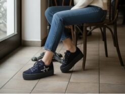 carl scarpa kautustar navy flatform sneakers new