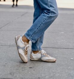 pedro anton lightweight sneaker in cream & blue new