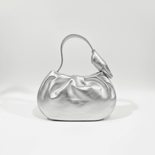 marian silver handbag with handle new