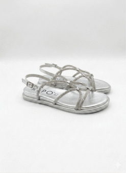 la repo silver flat sparkly sandal new