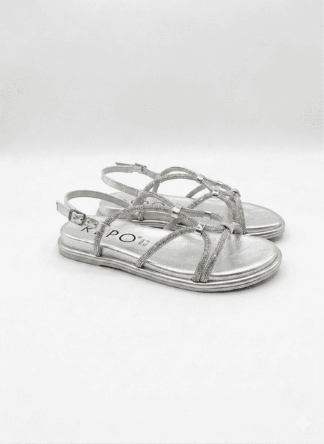 la repo silver flat sparkly sandal new