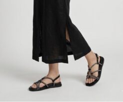 repo flat black sparkly sandal new
