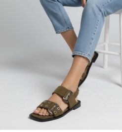 carl scarpa poema khaki green suede sandals new
