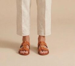 pedro anton leather slide in orange new