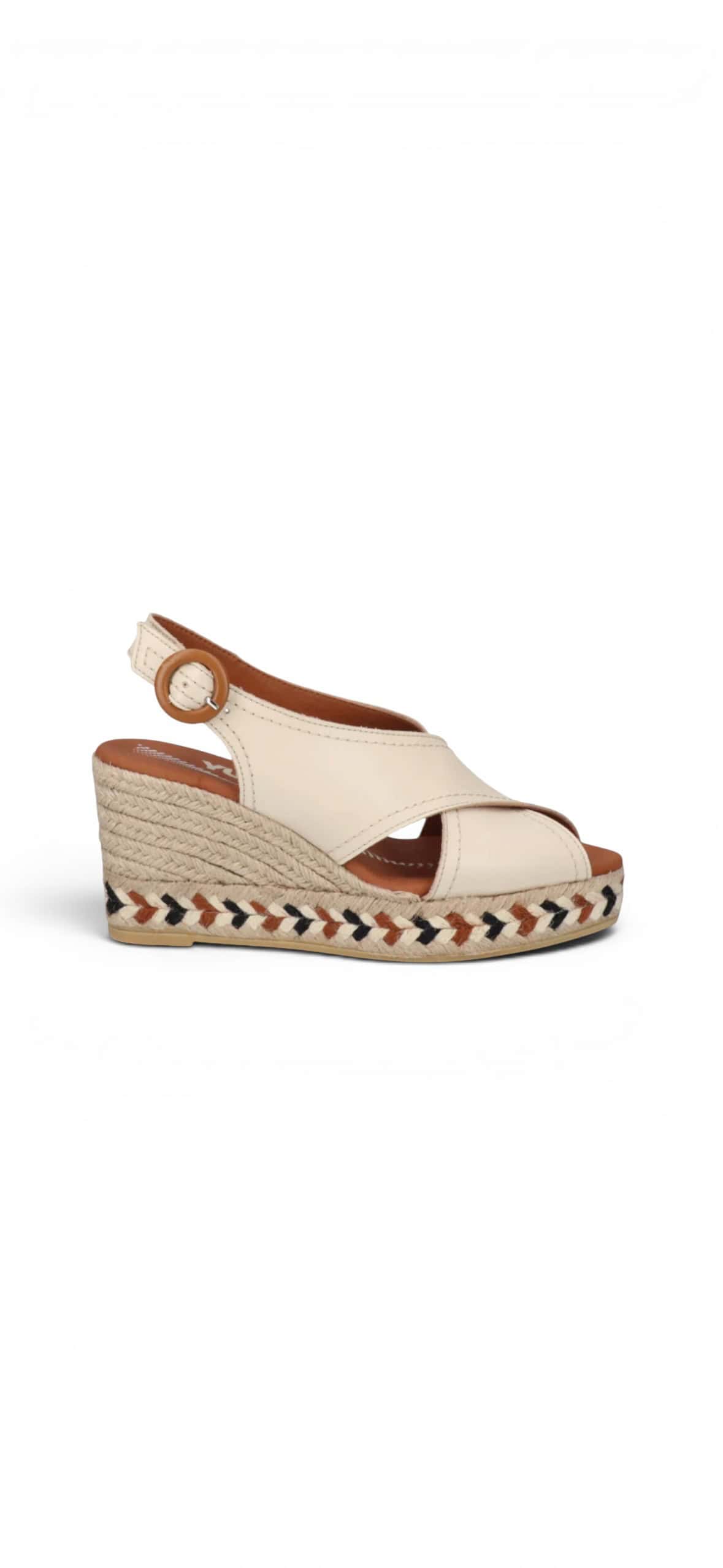 viguera cream leather crossover wedge new