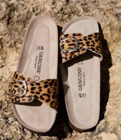 genuins matilda leopard print slip on sandal new